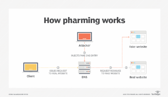 Diagram showing how pharming works.